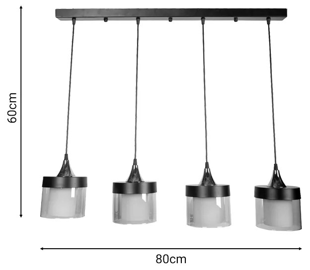 Φωτιστικό οροφής τετράφωτο Tigly pakoworld μαύρο μέταλλο 80x20x60εκ - 193-000084