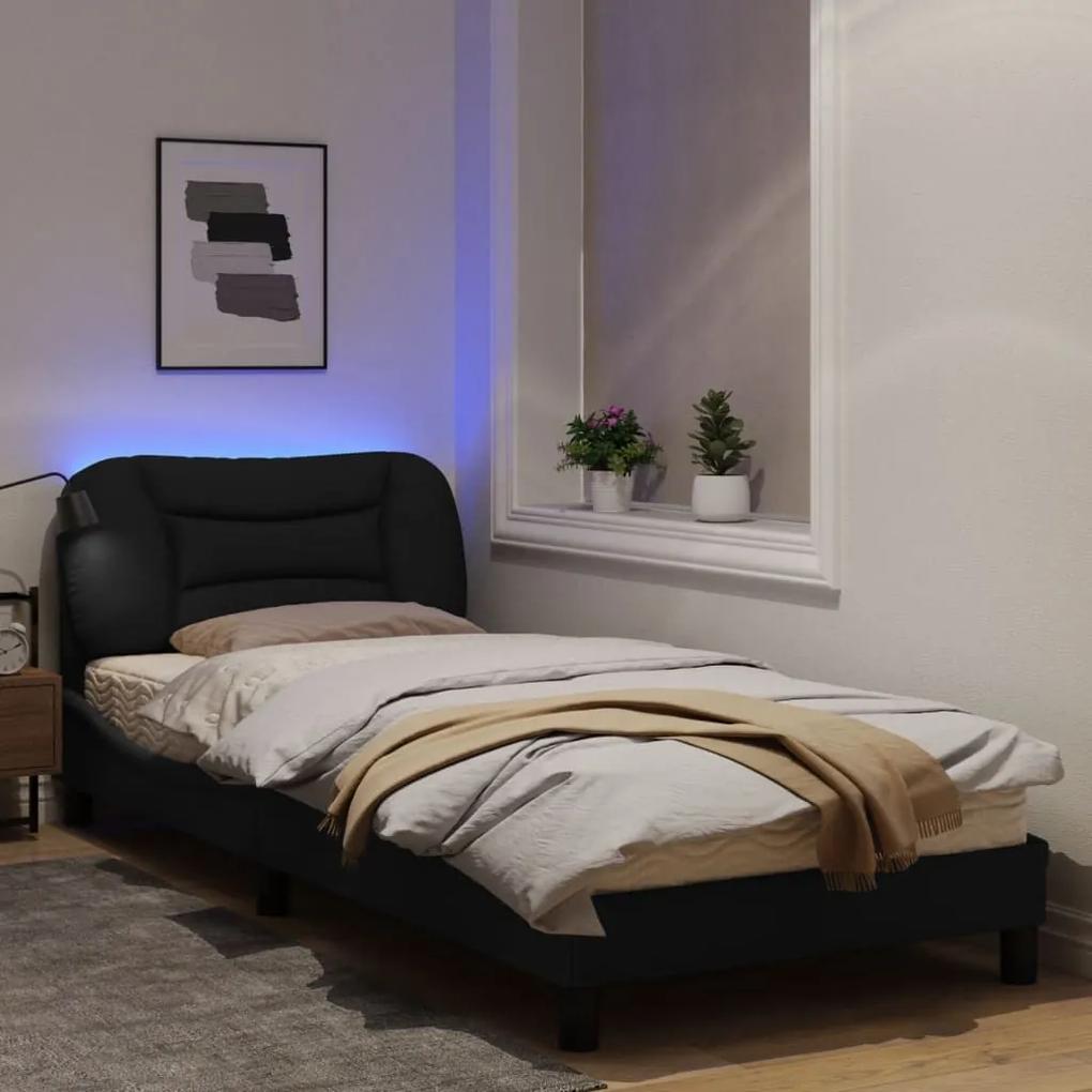 Πλαίσιο Κρεβατιού με LED Μαύρο 90x200 εκ. Υφασμάτινο - Μαύρο