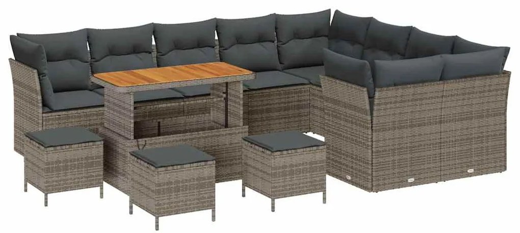 vidaXL Σετ Καναπέ Κήπου 13 pcs Γκρι συνθετικό ρατάν