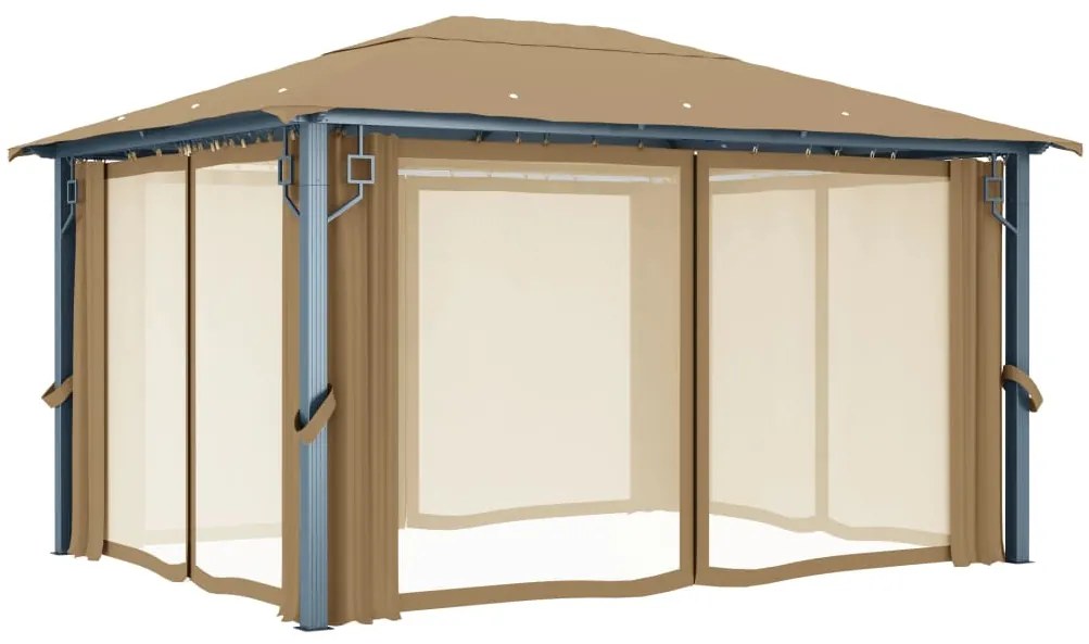vidaXL Κιόσκι με Κουρτίνα Taupe 400 x 300 εκ. Αλουμινίου