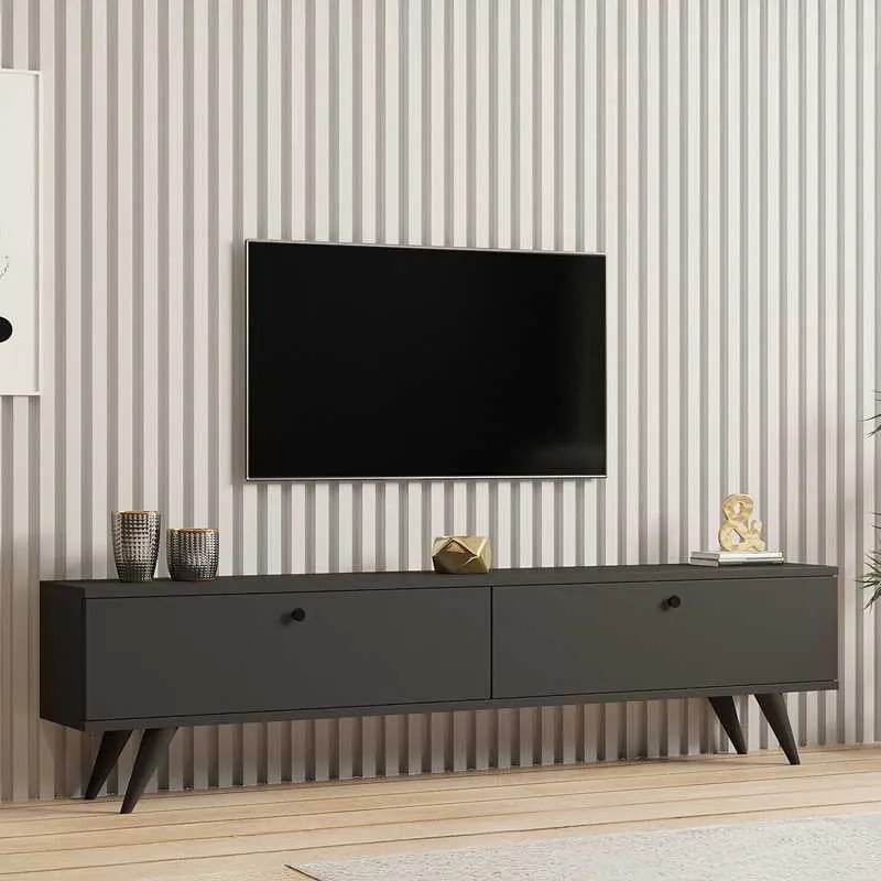 Έπιπλο τηλεόρασης Jate pakoworld σε ανθρακί απόχρωση 160x25x40εκ