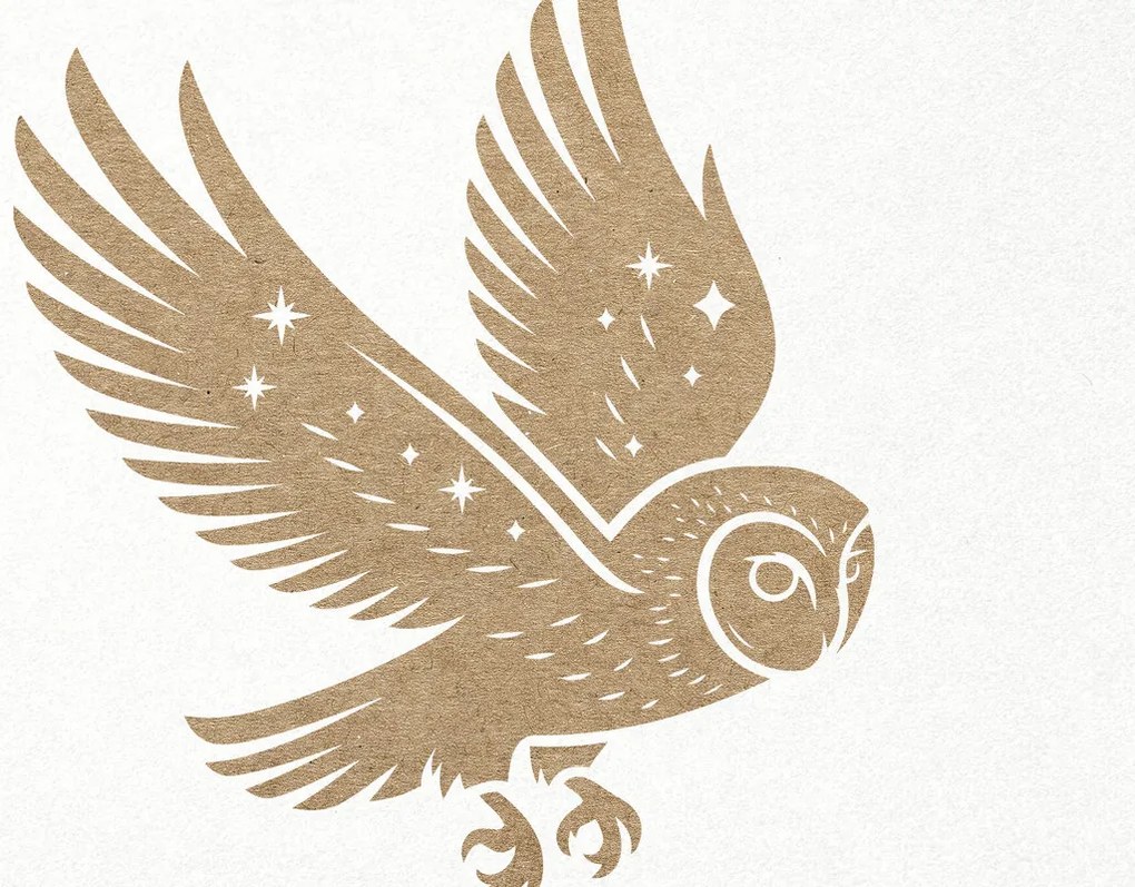 Σετ των 3 Intra απο ξύλο plywood 3mm-4mm πάχος Ουράνια κουκουβάγια . Κουκουβάγια αχυρώνα με αστέρια Δίασταση 7x7 cm INTRAFABR-106003570