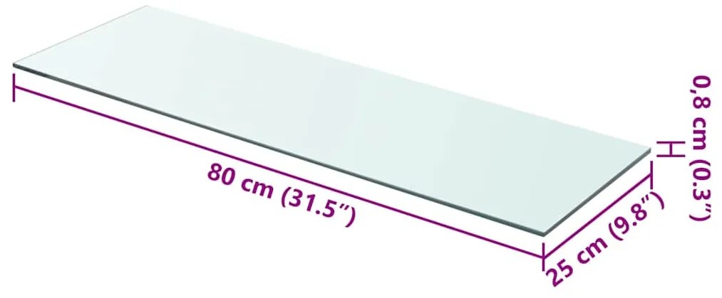 vidaXL Ράφι Πάνελ Διάφανο 80 x 25 εκ. Γυάλινο