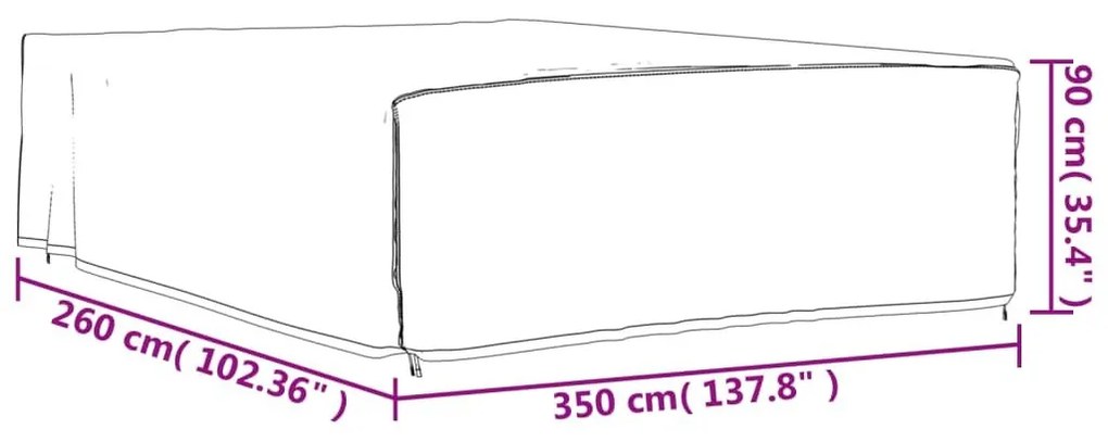 Κάλυμμα Επίπλων Κήπου Μαύρο 350x260x90 εκ. 420D Ύφασμα Oxford - Μαύρο