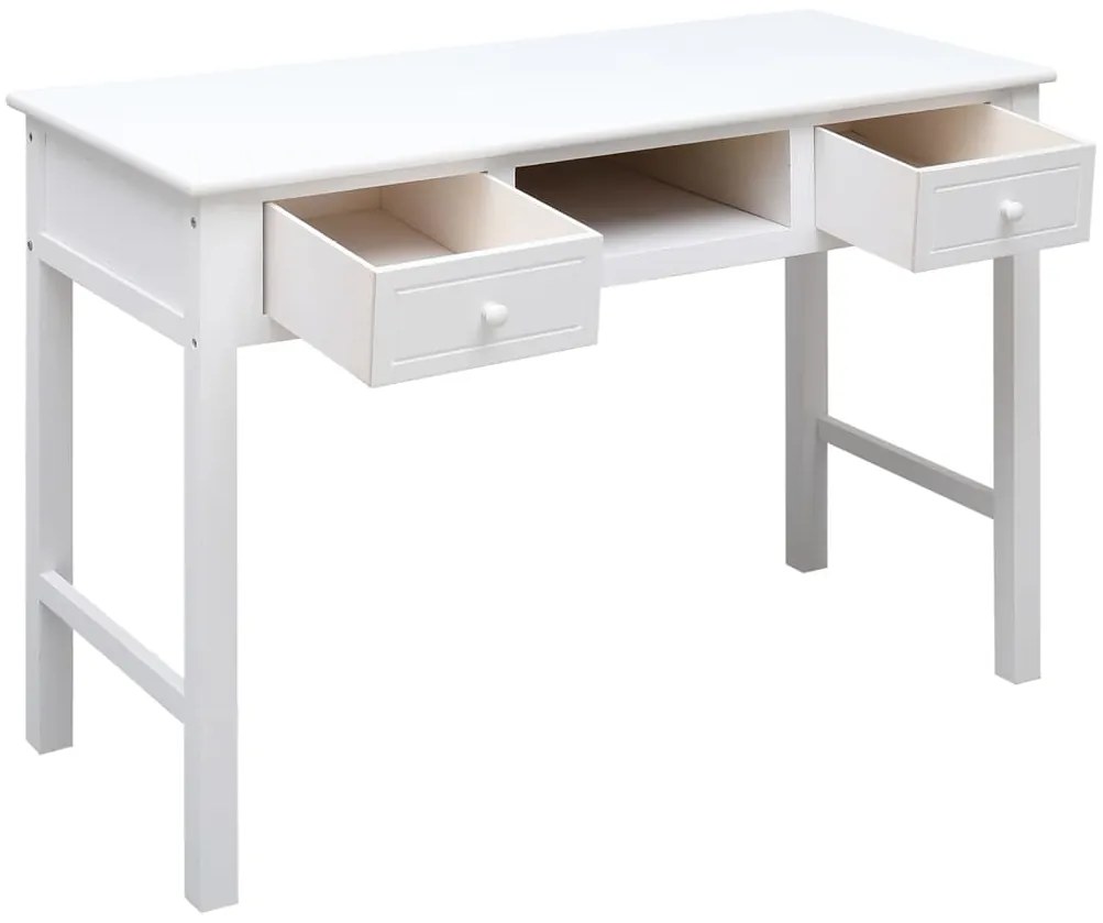 vidaXL Γραφείο Λευκό 108 x 45 x 76 εκ. από Μασίφ Ξύλο Παυλώνιας