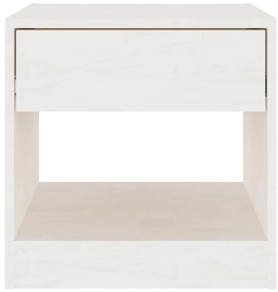 vidaXL Κομοδίνο Λευκό 40 x 31 x 40 εκ. από Μασίφ Ξύλο Πεύκου