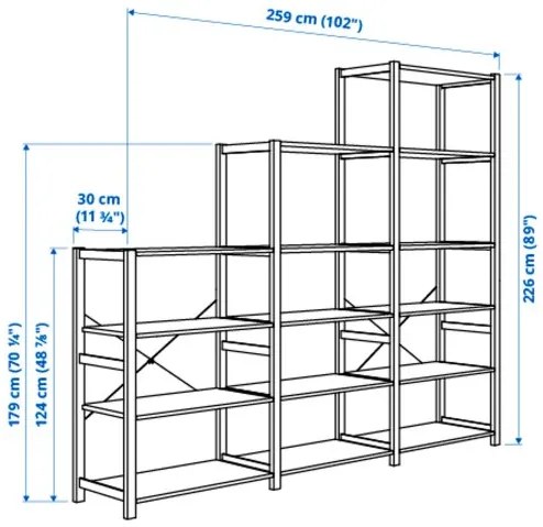 IVAR 3 μονάδες/ράφια, 259x30x226 cm 494.039.48