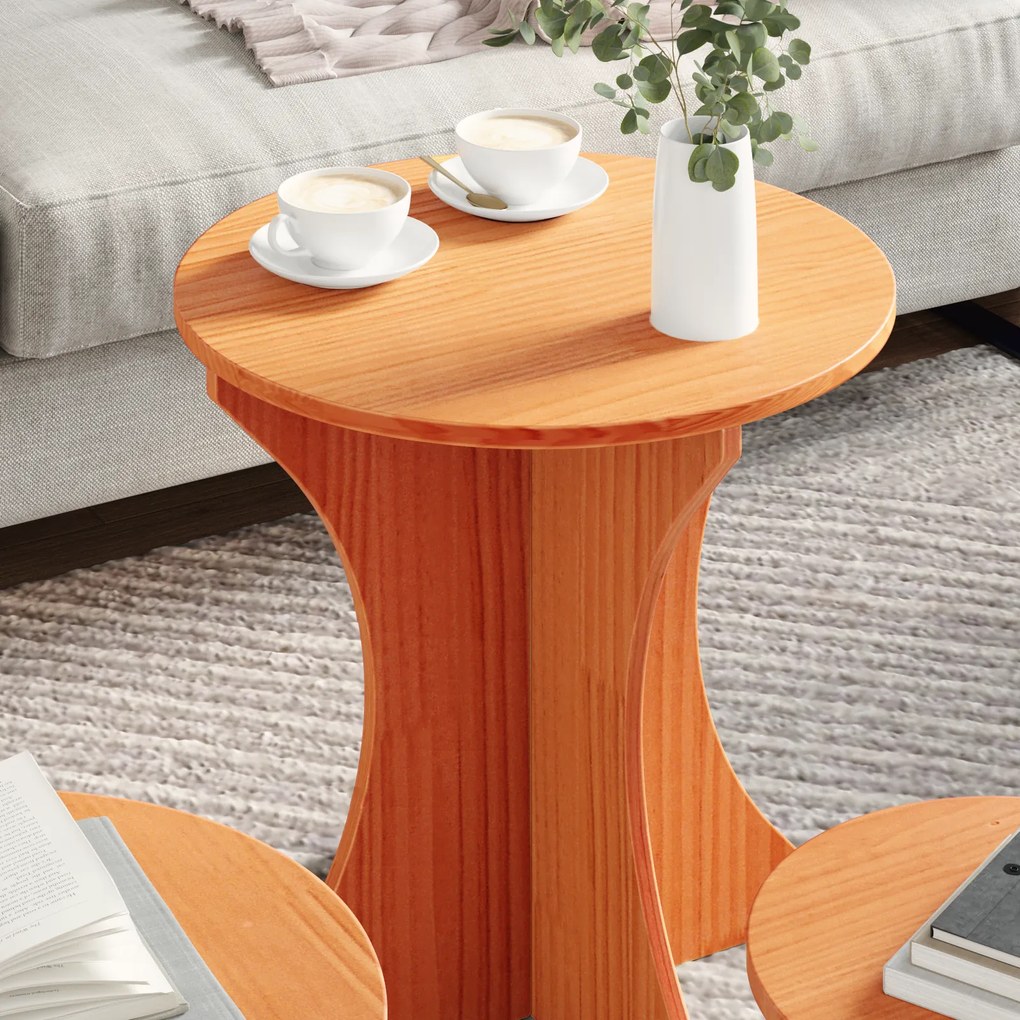 vidaXL Σετ Τραπεζιού Για Καφέ 3 pcs Καφέ κεριού 46 x 46 x 47 εκ.