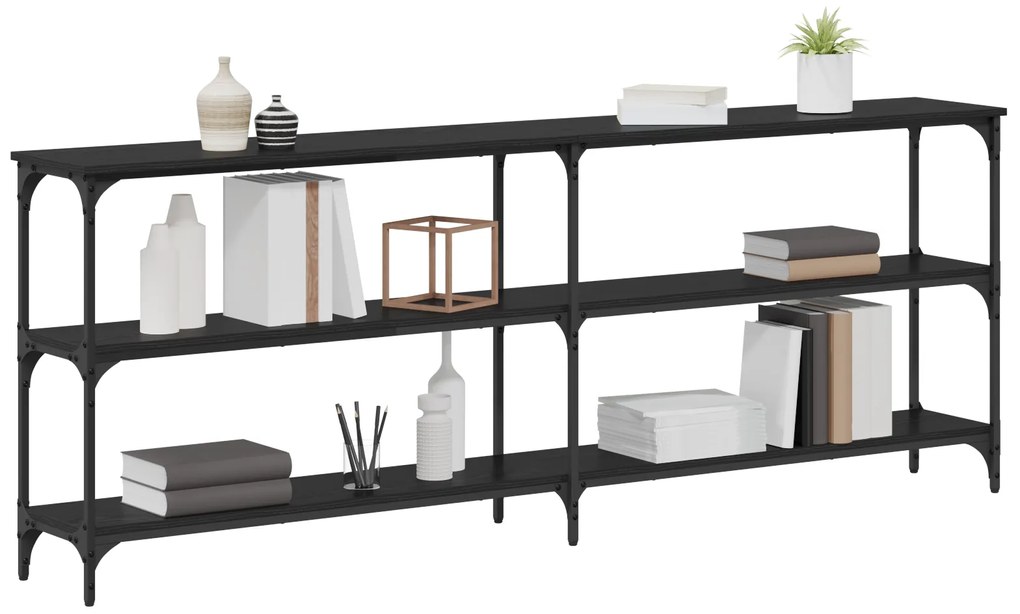 vidaXL Κονσόλα Μαύρη Δρυς 200x29x75 cm Επεξεργασμένο ξύλο