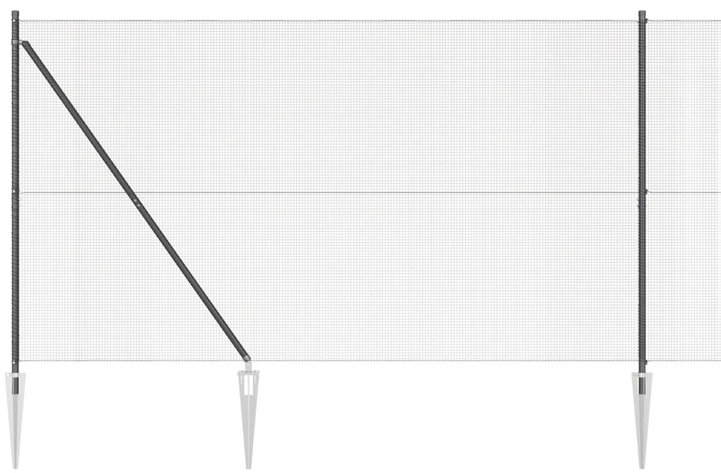 vidaXL Welded Wire Fence με 13 Σπαγγοφράκτες Γκρι 1.5x50 μ Ατσάλι