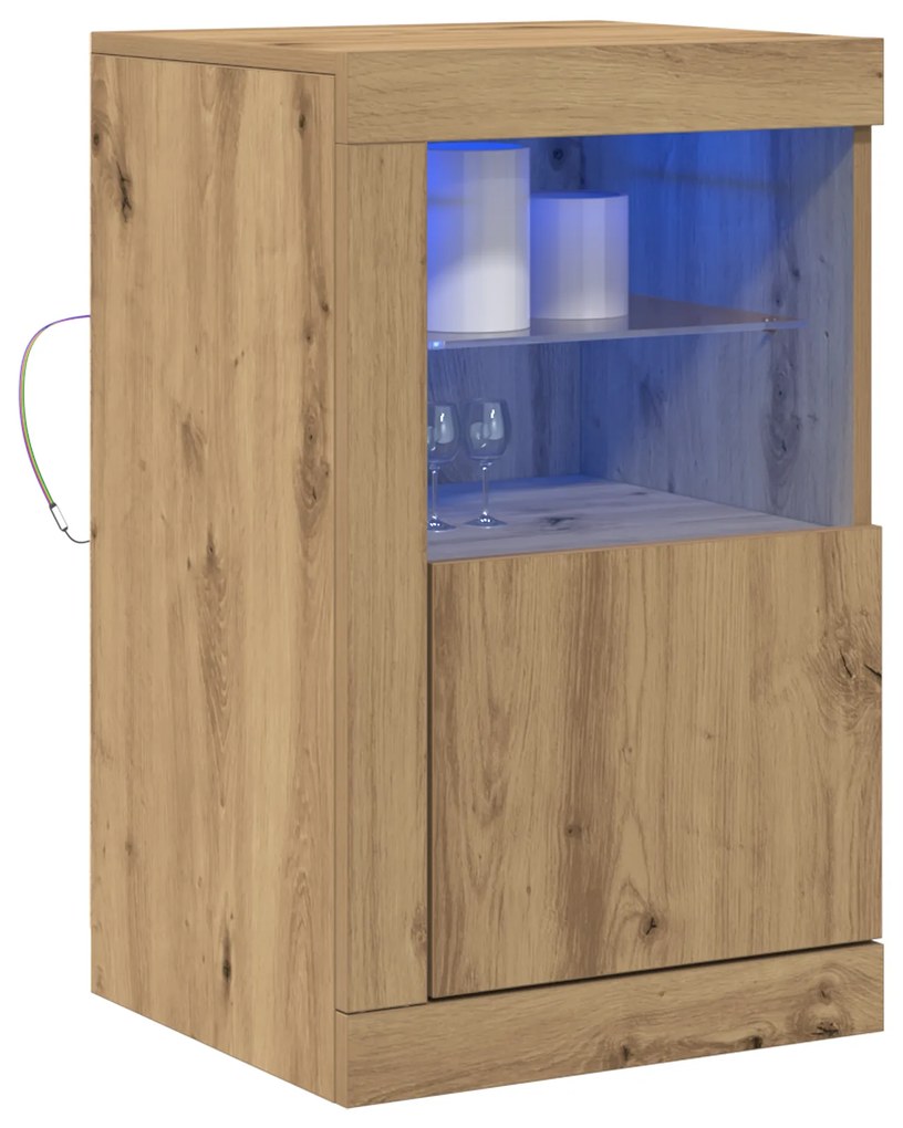 vidaXL Τραπέζι με LED φώτα Artisan Oak 41x37x67 εκ.