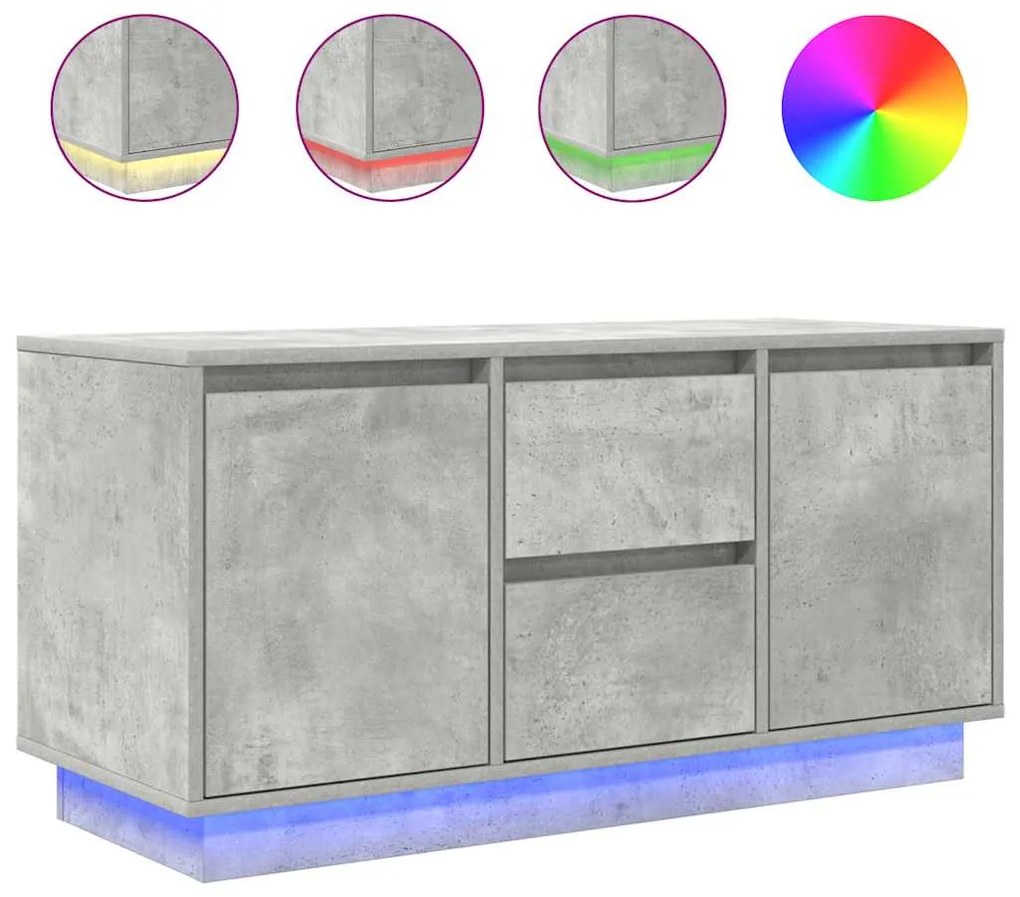 Έπιπλο Τηλεόρασης με LED Γκρι Σκυροδέματος 100x41x50 εκ. - Γκρι