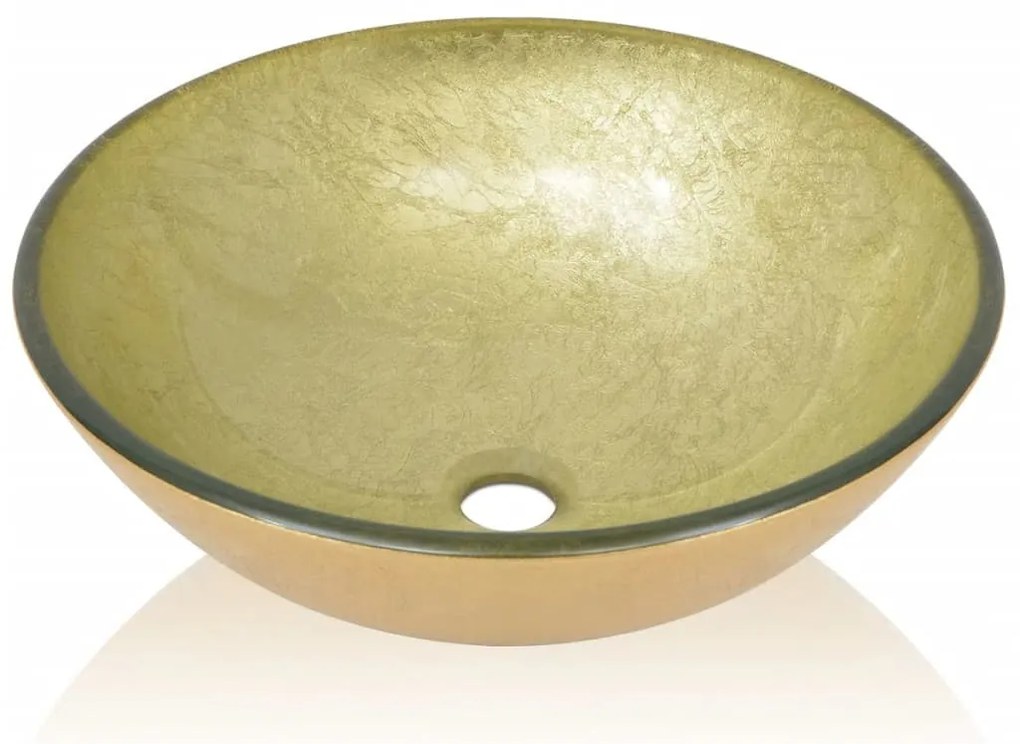 vidaXL Νιπτήρας 42 εκ. Χρώμα Χρυσού από Ψημένο Γυαλί