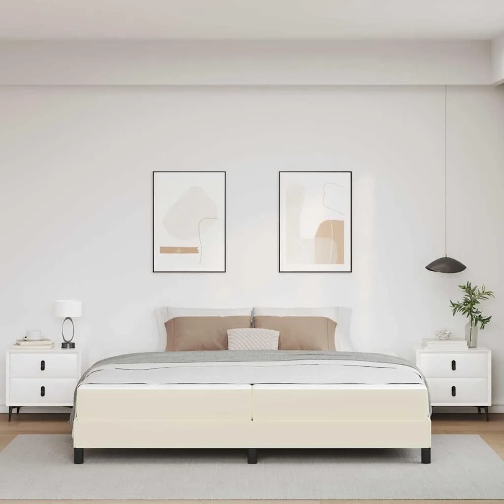 vidaXL Κρεβάτι Άλλο Κρεμ 200 x 200 cm Τεχνητό δέρμα