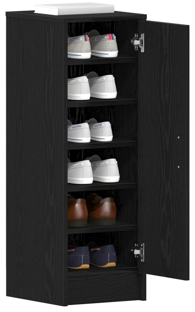vidaXL Μαύρη Ντουλάπα Για Παπούτσια από Δρυς 32x35x92 εκ, Με Επεξεργασμένο Ξύλο