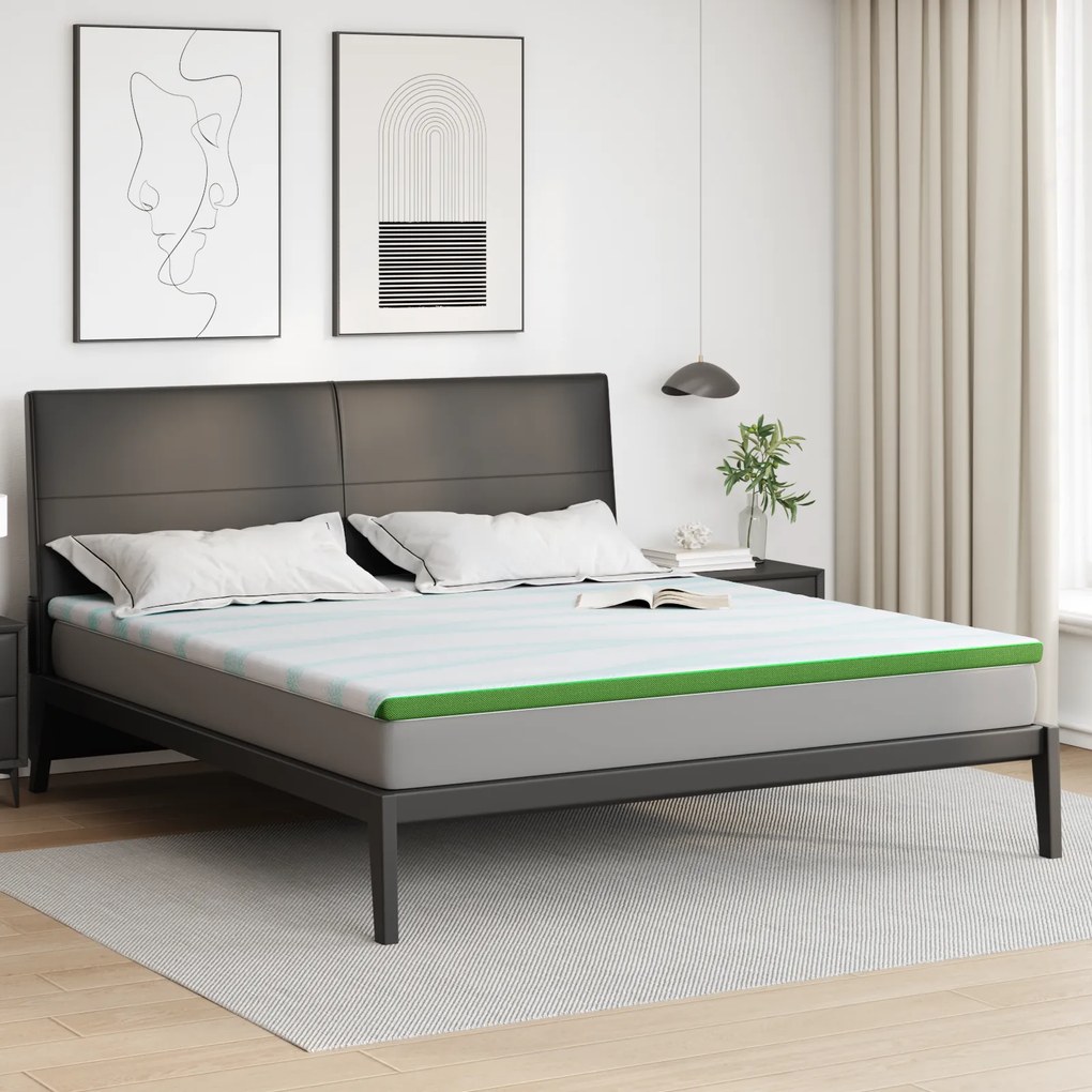 vidaXL Στρώματα Λευκό και Πράσινο 200 x 200 cm