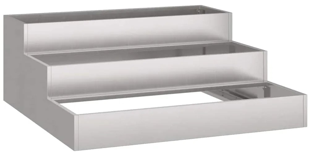 vidaXL Γλάστρα Κήπου Ασημί 90 x 90 x 35 εκ Ανοξείδωτο ατσάλι