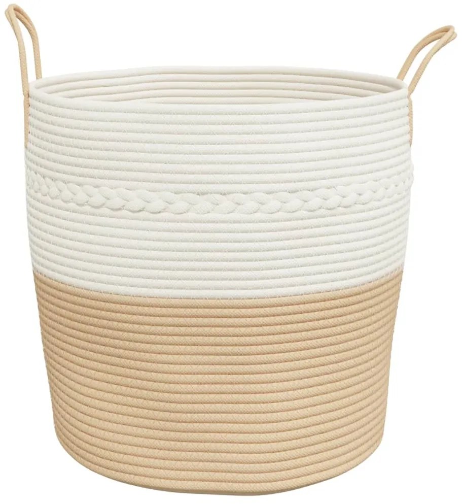 vidaXL Καλάθι Αποθήκευσης Μπεζ και Λευκό Ø43 x 38 εκ. Βαμβακερό