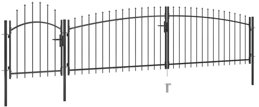 vidaXL Καγκελόπορτα με Λόγχες Μαύρη 5 x 1,5 μ.