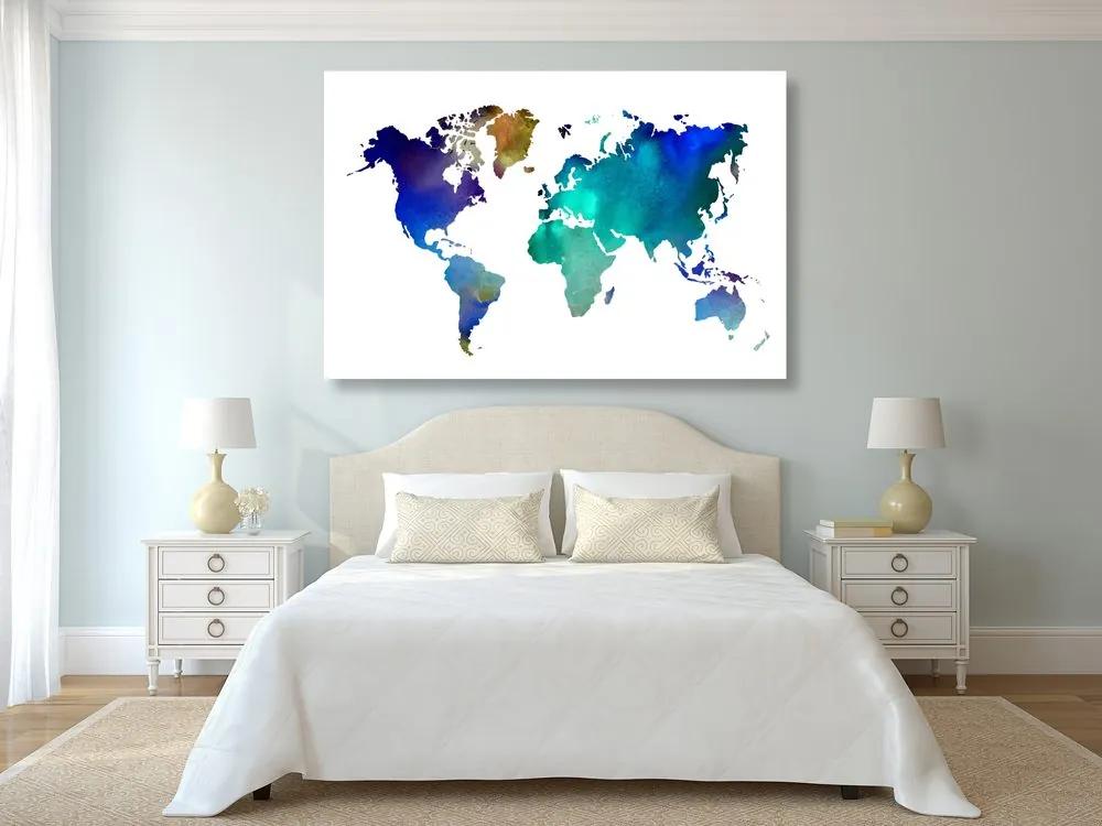 Εικόνα στον παγκόσμιο χάρτη χρώματος φελλού σε σχέδιο ακουαρέλας - 120x80  peg