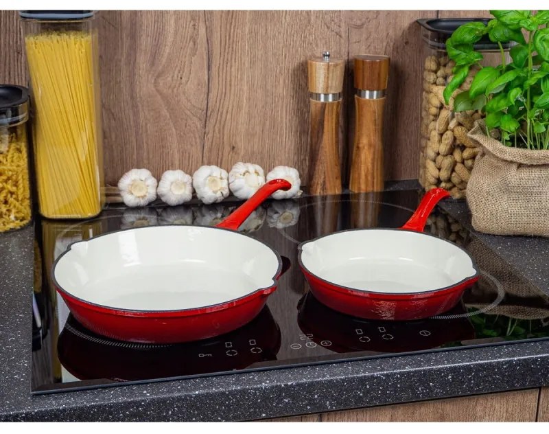 Τηγάνι από Χυτοσίδηρο με Λαβή Kinghoff KH 2261, 21 cm, Εμαγιέ, Κατάλληλο για φούρνο, Κόκκινο