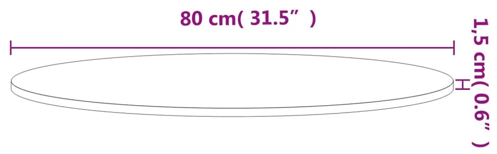 vidaXL Επιφάνεια Τραπεζιού Στρογγυλή Ø80x1,5 εκ. Μασίφ Ξύλο Οξιάς