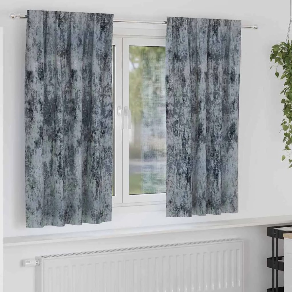 vidaXL Κουρτίνα με κουρτίνες 2 pcs Ασημί γκρι 175 x 140 εκ. Βελούδο