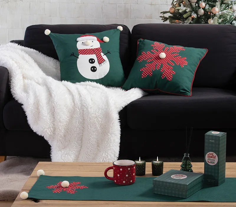 Χριστουγεννιάτικη Τραβέρσα Happy Snowflake Green 33x150 - Nef-Nef Homeware