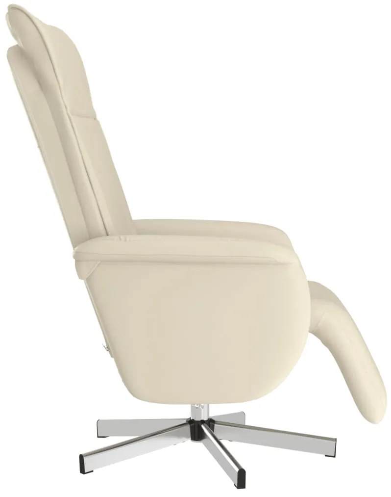 vidaXL Πολυθρόνα Ανακλινόμενη με Υποπόδιο Κρεμ από Συνθετικό Δέρμα