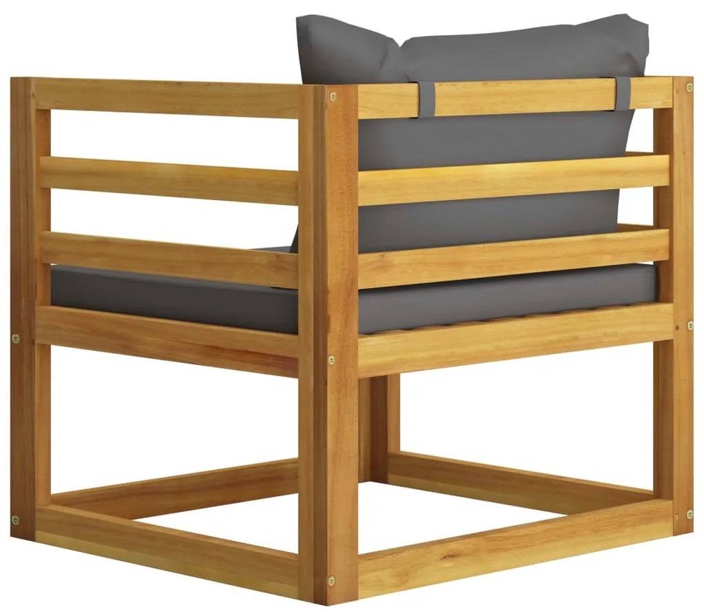 vidaXL Καρέκλα Κήπου από Μασίφ Ξύλο Ακακίας με Σκούρα Γκρι Μαξιλάρια