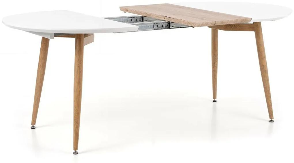 Τραπέζι Houston 567, Άσπρο, San remo δρυς, 75x100x120cm, 51 kg, Επιμήκυνση, Ινοσανίδες μέσης πυκνότητας, Μέταλλο | Epipla1.gr