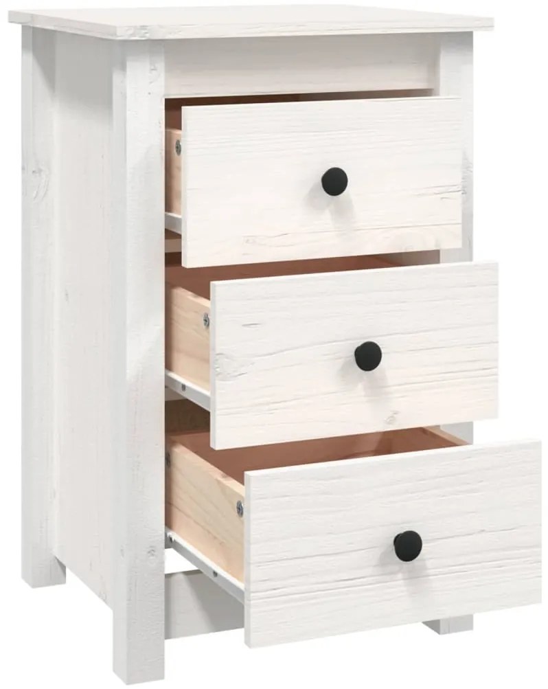 vidaXL Κομοδίνο Λευκό 40 x 35 x 61,5 εκ. από Μασίφ Ξύλο Πεύκου