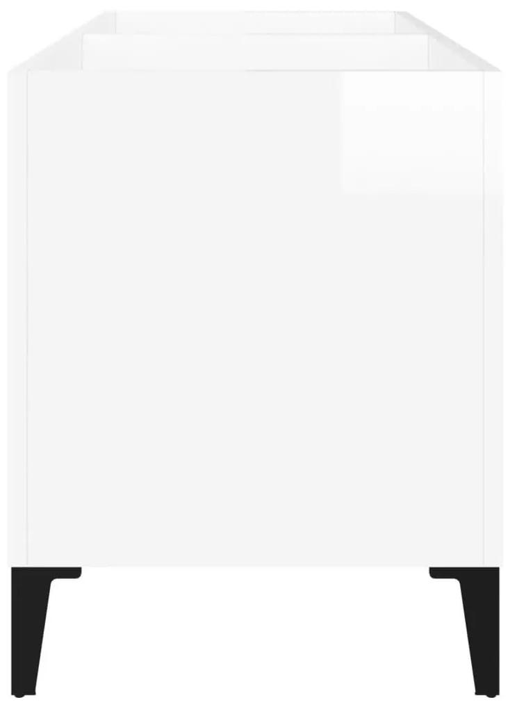 Δισκοθήκη Γυαλιστερή Λευκή 74,5x38x48 εκ. Επεξεργασμένο Ξύλο - Λευκό