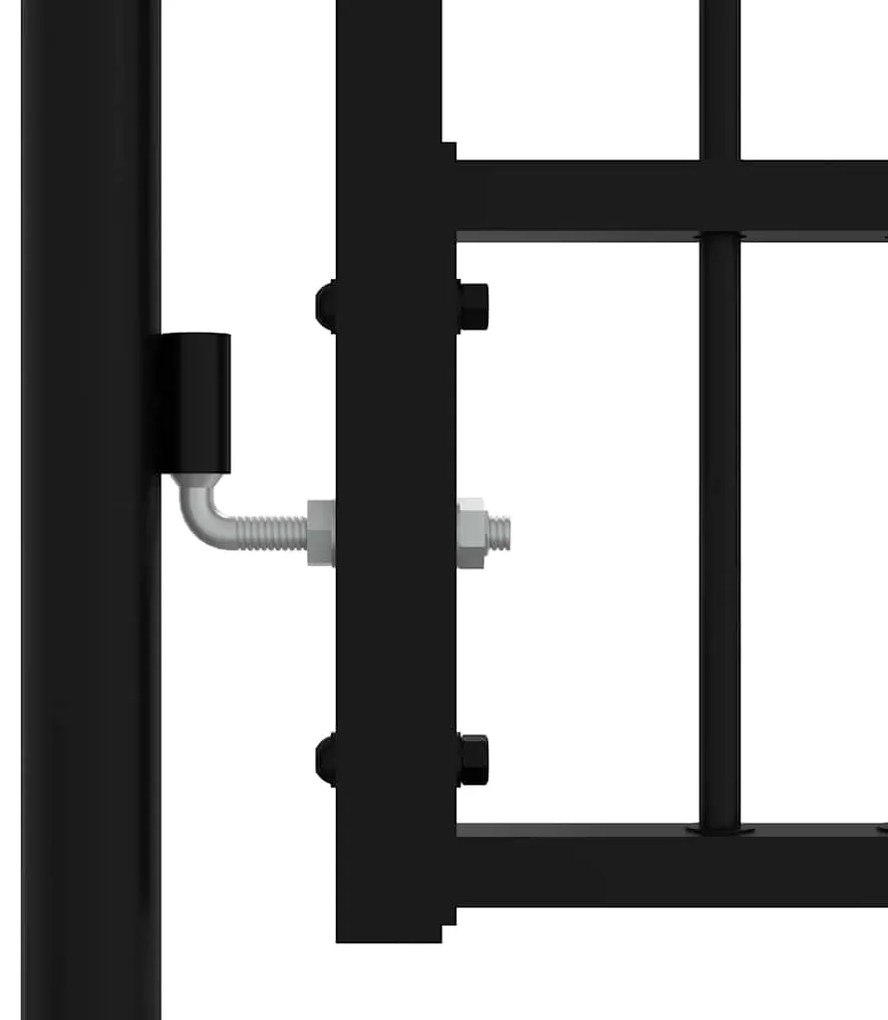 vidaXL Πόρτα Περίφραξης με Κορυφή Δόρυ Μαύρη 103x125 εκ. από Ατσάλι με Ηλεκτροστατική Βαφή