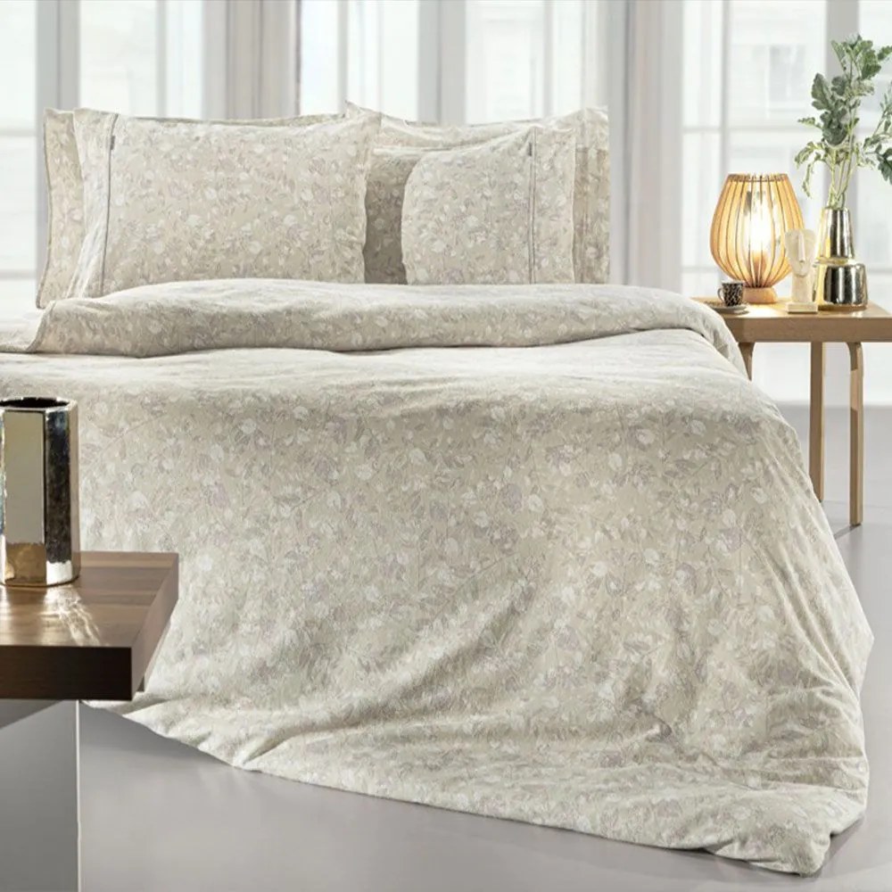 Σεντόνια Elodie Flannel Με Λάστιχο (Σετ 3τμχ) Natural Guy Laroche Μονό 100x232cm 100% Cotton Flannel