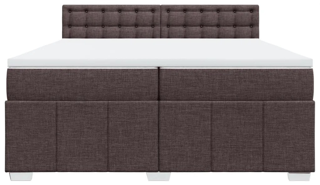 vidaXL Κρεβάτι Boxspring με Στρώμα Σκούρο Καφέ 200x200 εκ. Υφασμάτινο