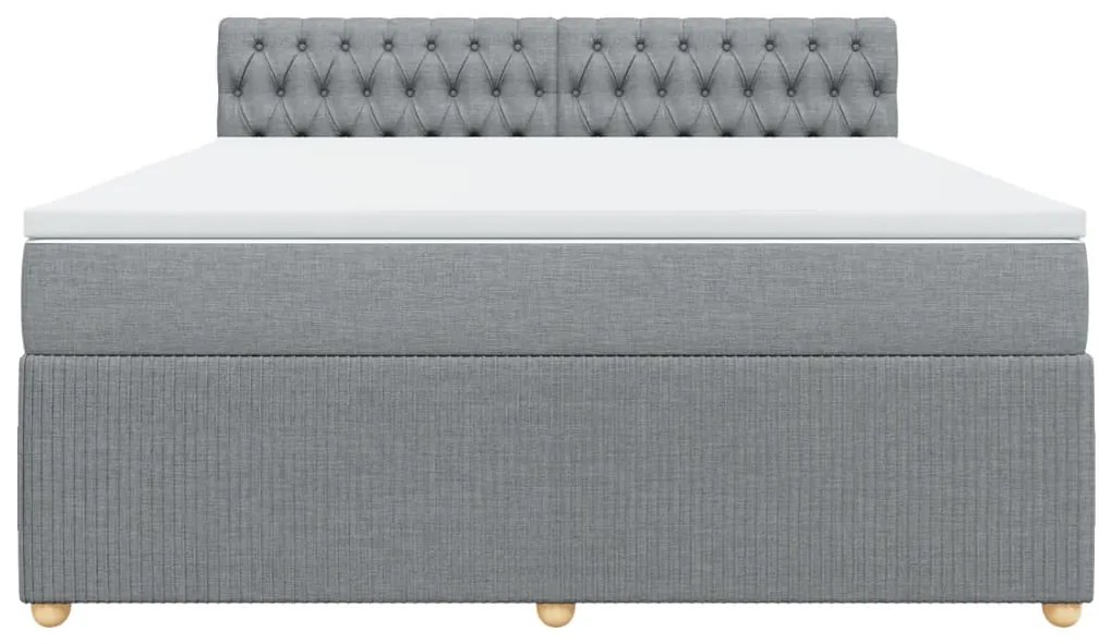 Κρεβάτι Boxspring με Στρώμα Ανοιχτό Γκρι 180x200 εκ. Υφασμάτινο - Γκρι