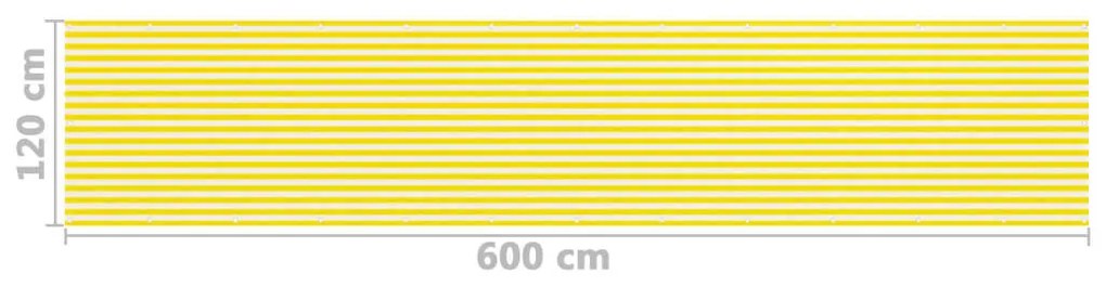 vidaXL Διαχωριστικό Βεράντας Κίτρινο / Λευκό 120 x 600 εκ. από HDPE