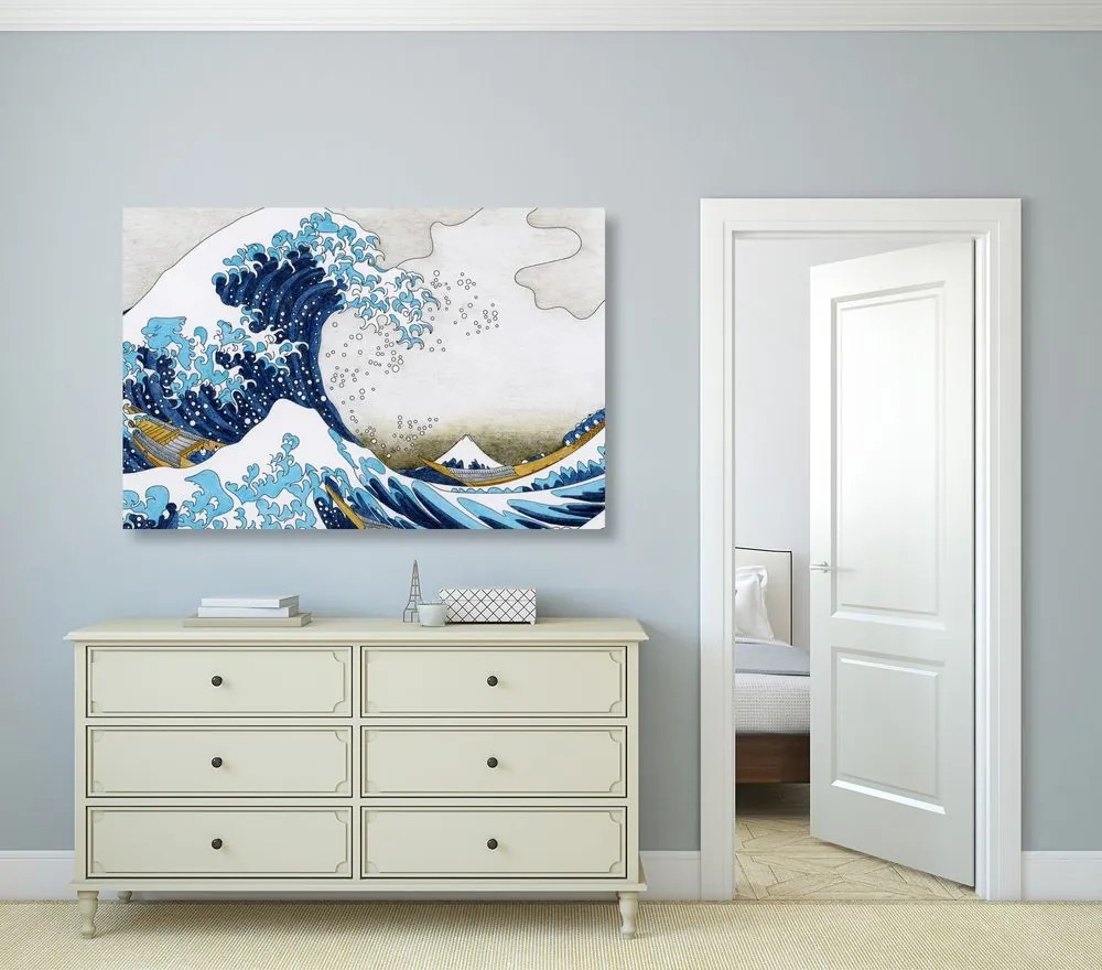 Αναπαραγωγή εικόνας The Great Wave of Kanagawa - Kacushika Hokusai - 90x60