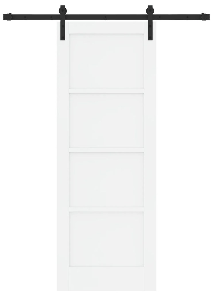 vidaXL Συρόμενη Πόρτα με Σετ Υλικών Λευκή 73.5 x 198.5 εκατοστά Συμπαγής Ξύλο Πεύκου