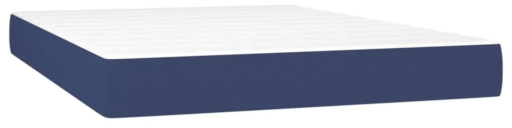 vidaXL Κρεβάτι Boxspring με Στρώμα & LED Μπλε 140x200 εκ. Υφασμάτινο