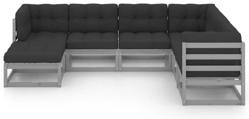 vidaXL Σαλόνι Κήπου Σετ 7 Τεμαχίων από Μασίφ Ξύλο Πεύκου με Μαξιλάρια