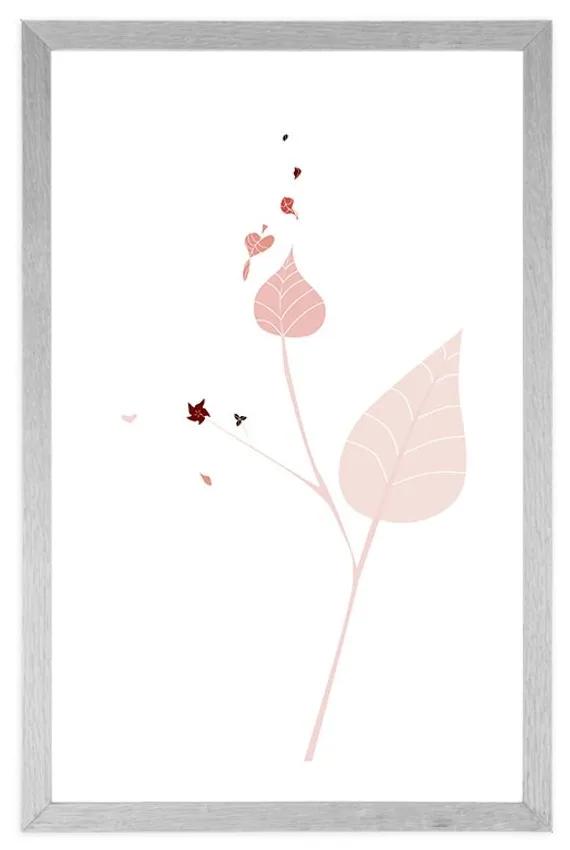 Αφίσα με παρπαστού Φύλλα σε απλή διακόσμηση - 20x30 white