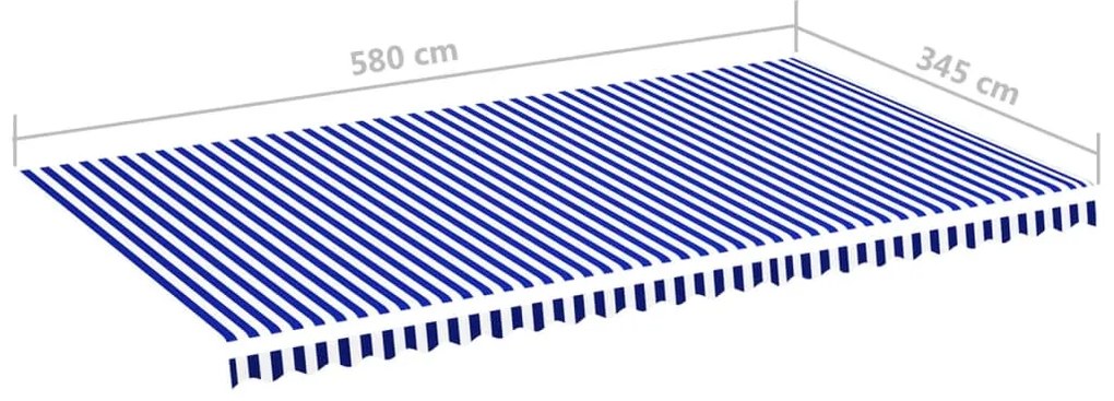 vidaXL Τεντόπανο Ανταλλακτικό Μπλε / Λευκό 6 x 3,5 μ.