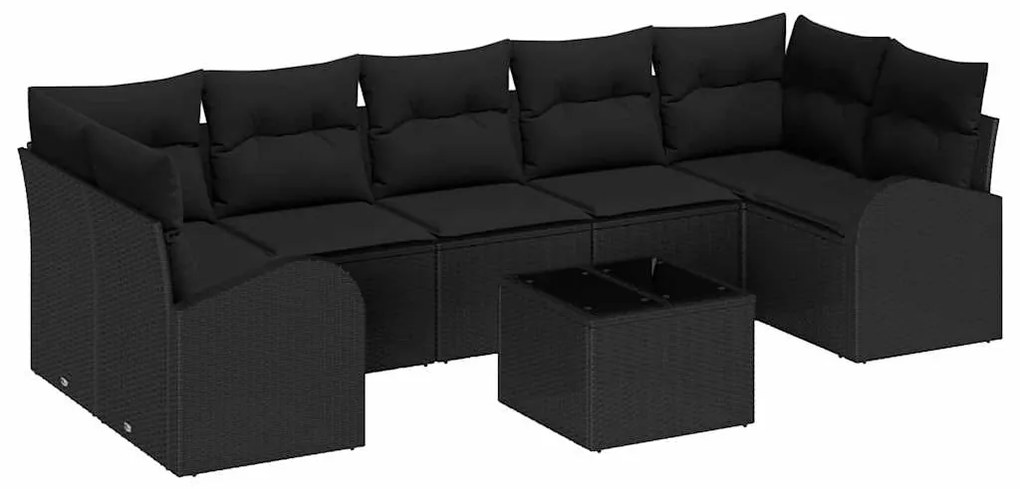 vidaXL Σετ Καναπέ Κήπου με μαξιλάρι 8 pcs Μαύρο 55 x 55 x 37 εκ