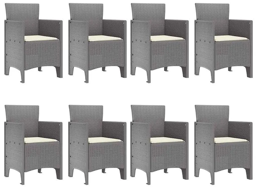 vidaXL Σέτ φαγητού για κήπο 9 pcs Λευκό Rattan Polt