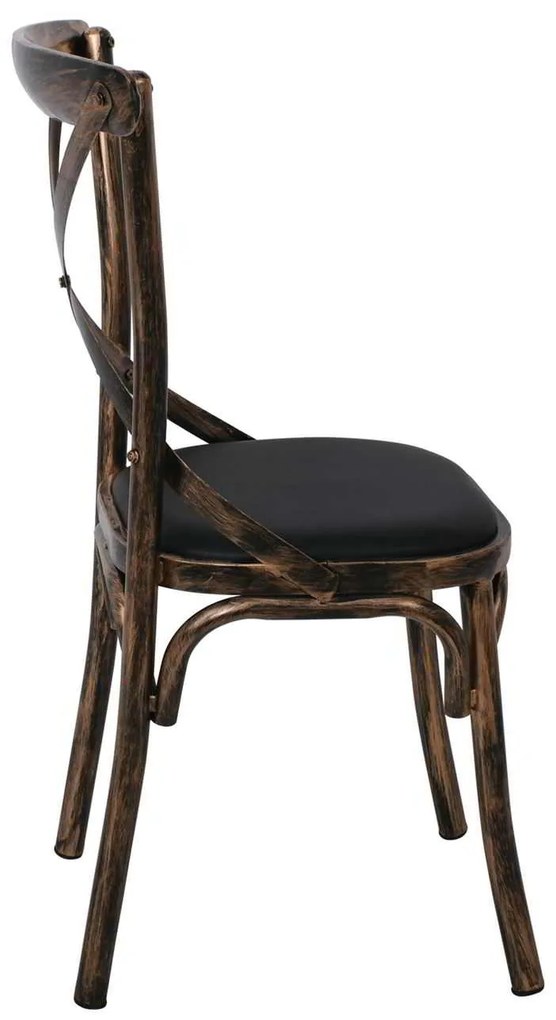 Καρέκλα MARLIN Μεταλική Black Gold/Μαύρο PU 52x46x91cm (Σετ 4 ΤΕΜ)