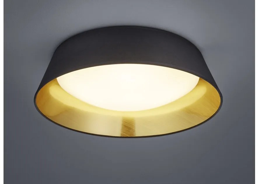 Πλαφονιέρα Φωτιστικό Οροφής LED 18W Μαύρο-Χρυσό Ύφασμα Ponts R62871879 Trio Lighting-R62871879-Μαύρο-Χρυσό R62871879