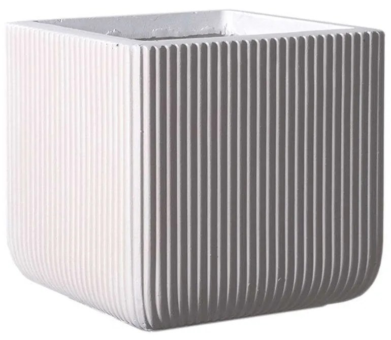 Κασπώ Πήλινο Τετράγωνο Stripe S A-0050-8 24x24x23cm White Supergreens Πηλός