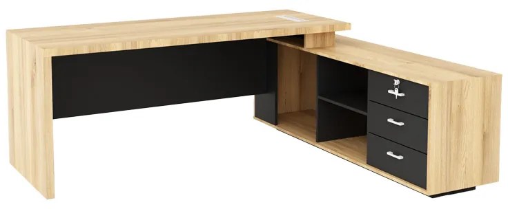 Γραφείο εργασίας αναστρέψιμο επαγγελματικό Lotus pakoworld σε φυσική-ανθρακί απόχρωση 200x170x75εκ